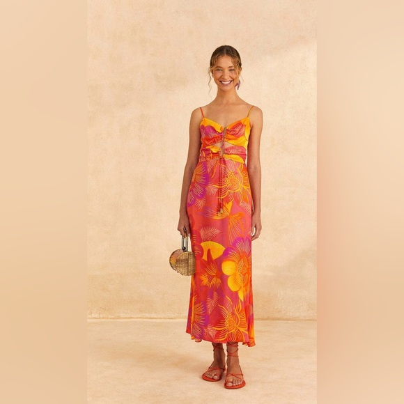 FARM Rio Dresses & Skirts - 27) Farm Rio Summer Garden Ombre Lenzing Ecovero Midi Dress Size Small